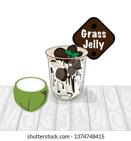 grass jelly graphic cup object food drink