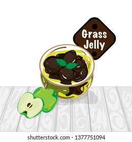 grass jelly graphic cup object 