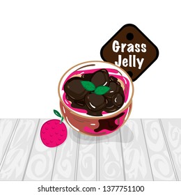 grass jelly graphic cup object  