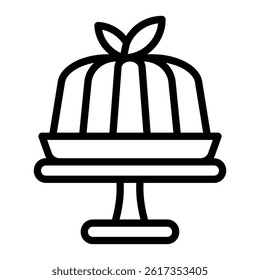 Grass Jelly Topping Vector Line Icon Design