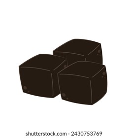 Grass jelly vector. Grass jelly isolated on white background. Vector illustration of sweet dessert concept. Pile of Grass jelly.