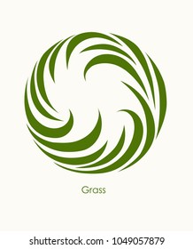 Grass Label abstract design. Round icon. Beautiful Logo Garden Company.