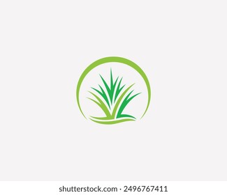 Hierba o elemento de Plantilla de Vector de diseño de logotipo de paisaje.