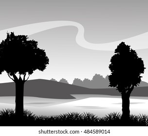 Grass and landscape silhouette design