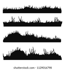grass and lawn black silhouette vector. isolated set.