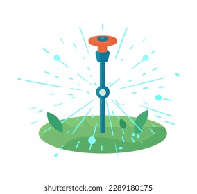 Grass lawn with garden sprinkler icon isolated