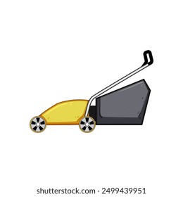 grass lawn mower cartoon. cut care, equipment mover, spring mow grass lawn mower sign. isolated symbol vector illustration