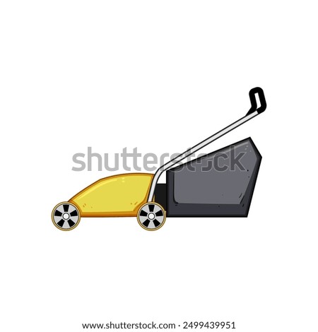 grass lawn mower cartoon. cut care, equipment mover, spring mow grass lawn mower sign. isolated symbol vector illustration