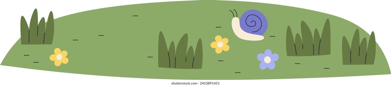 Césped De Hierba Con Ilustración vectorial De Caracol