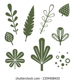 grass leaves flat illustration isolated on white. Kitchen fruit and vegetable series