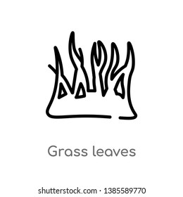 grass leaves vector line icon. Simple element illustration. grass leaves outline icon from nature concept. Can be used for web and mobile
