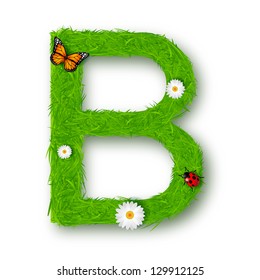 Grass Letter B on white background