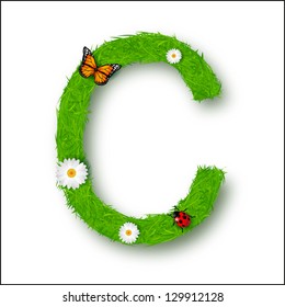 Grass Letter C on white background