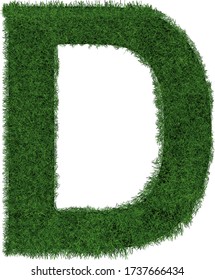 Grass letter D isolated on white background