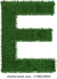 Grass letter E isolated on white background
