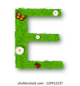 Grass Letter E on white background