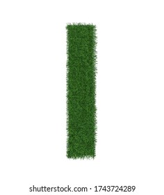 Grass letter I isolated on white background