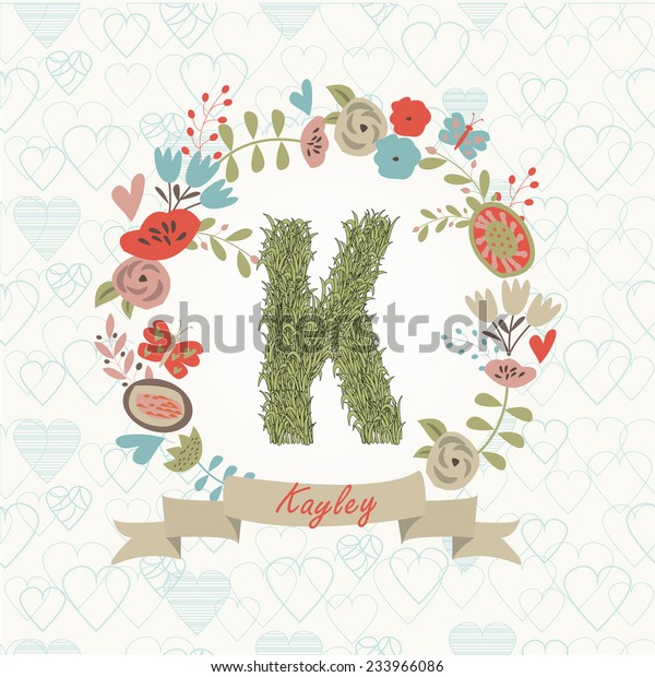 grass-letter-k-in-floral-frame-kayley-name-that-starts-with-k