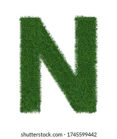 Grass letter N isolated on white background