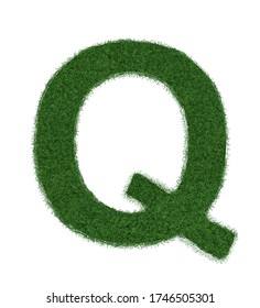 Grass letter Q isolated on white background