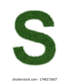 Grass letter S isolated on white background