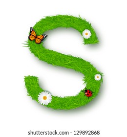 Grass Letter S on white background