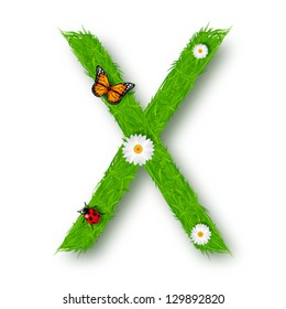 Grass Letter X on white background