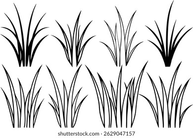 Grass Line Art Hand Drawn Style for Eco Friendly Projects 