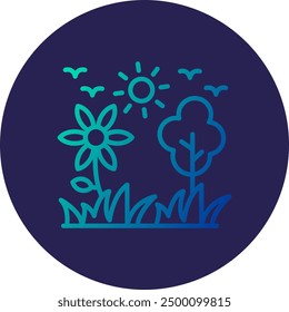 Grass Line Gradient Icon Design