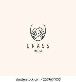 Grass line logo design - vector