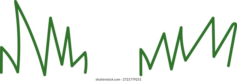 Imagen de ícono de Vector de línea de hierba. Bosquejo de pastizales o prados, diseño de campo simple. Textura dibujada a mano del trazo del cepillo de la hierba negra para el modelo del jardín o el césped. Marcador de hierbas. Silueta de hierba, borde del prado.