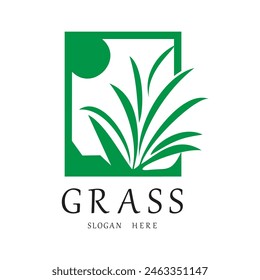 Grass logo design simple concept Premium Vector