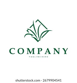 Diseño de logotipo de hierba Concepto minimalista simple con diseño de línea en forma de símbolo de hierba Ilustración Vector de icono de Plantilla