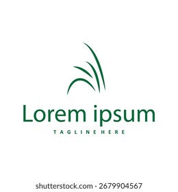 Diseño de logotipo de hierba Concepto minimalista simple con diseño de línea en forma de símbolo de hierba Ilustración Vector de icono de Plantilla
