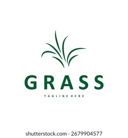 grass logo design simple minimalist concept with line design in the shape of grass symbol illustration symbol template icon vector
