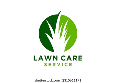 Plantilla de diseño de logotipo de hierba para cuidado de césped, paisaje, plantilla de diseño de logotipo de concepto de pasto