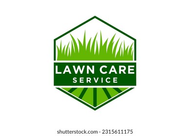 Grass logo design template of lawn care, landscape, grass concept logo design template