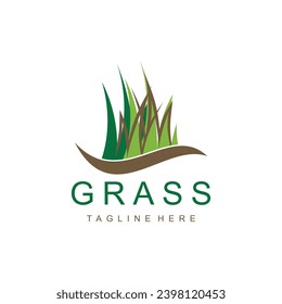 Grass logo design template vector illustration with creative idea