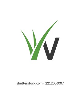 Grass logo design with W shape. Letter W logo design in grass
