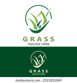 Grass logo image plant nature logo design template vector 