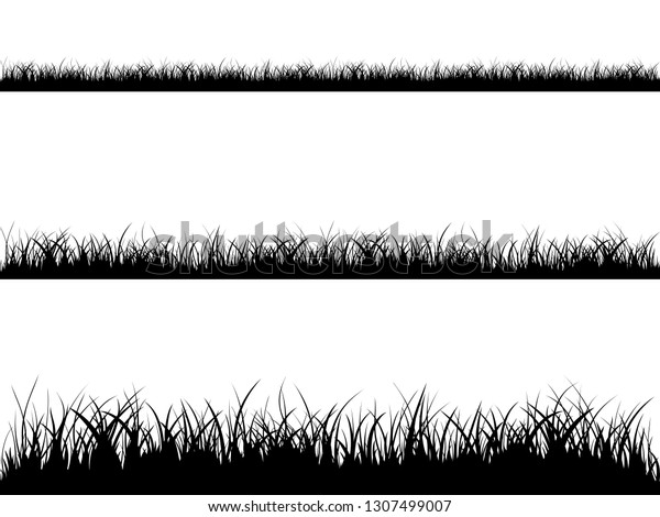 草の草地の境界のベクター画像パターン 春か夏の植物畑の芝生 白黒の草の背景 のベクター画像素材 ロイヤリティフリー