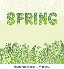 Grass meadow pattern nature background spring vector illustration