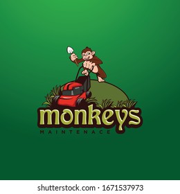 Grass Monkey Mowing Service logo vector