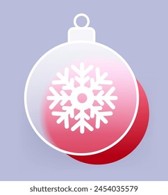 Grass morphism Christmas ball icon. Vector decor sign