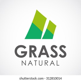 Grass natural square green abstract vector logo design template business ecology icon company identity symbol concept