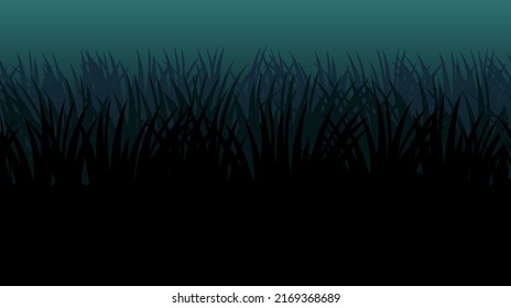 Grass. Nature rural landscape. Night pasture is overgrown. Overgrown dense lawn. Horizontal seamless illustration. Vector