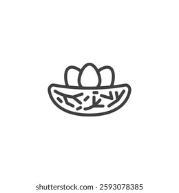 Grass Nest line icon. linear style sign for mobile concept and web design. A nest with eggs outline vector icon. Easter symbol, logo illustration. Vector graphics