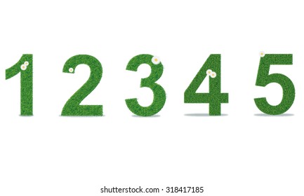 Grass numbers 1-5. Vector illustration