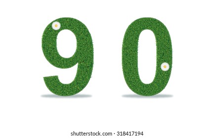 Grass numbers 9-0. Vector illustration