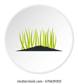 Grass on ground icon in flat circle isolated vector illustration for web